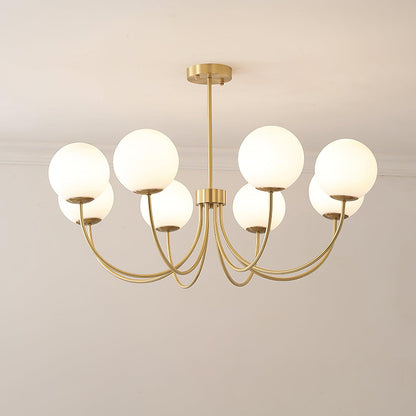 Orillia Chandelier 8 heads Dia 35.4″ x H 20.4″ / Dia 90cm x H 52cm / Brass + White Chandelier