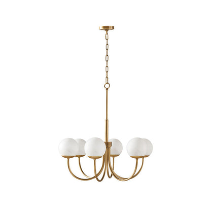 Orillia Glass Chandelier 6 Heads Dia 29.5″ x H 19.6″/ Dia 75cm x H 50cm / Brass & White Chandelier