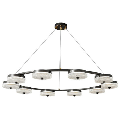Orion Ring Chandelier ? 39.4″ x H 5.9″ / Black / Three-Color Changing Light Chandelier