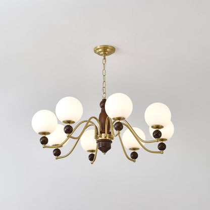 Ornate Heritage Chandelier 8 heads Dia 34.6″ x H 15.4″ / Walnut Color & Gold Chandelier