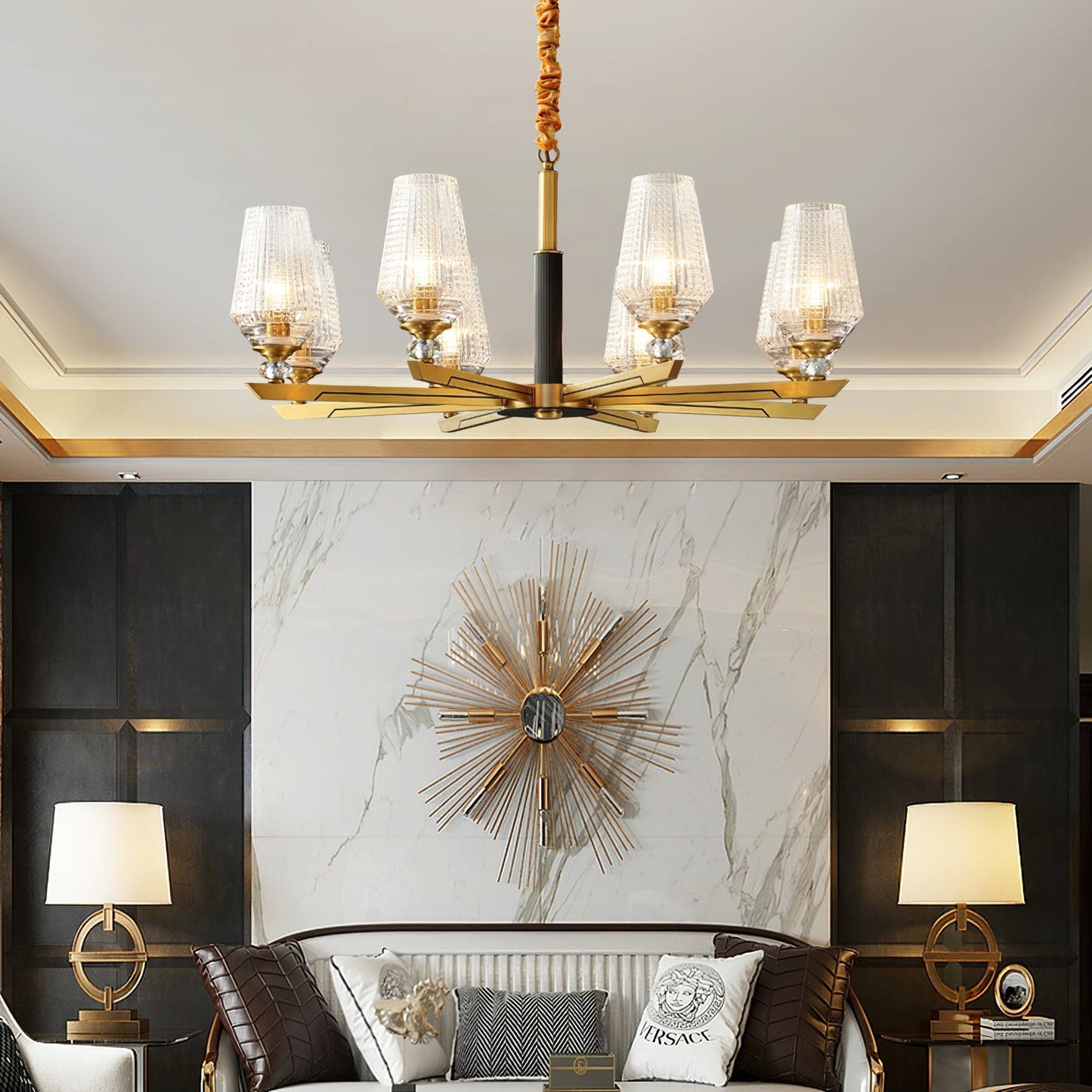 Orrefors Brass Chandelier Chandelier