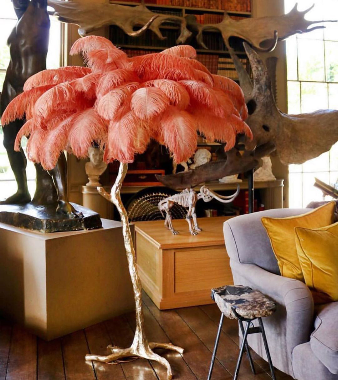 Ostrich Feather Brass Floor Lamp Floor lamp