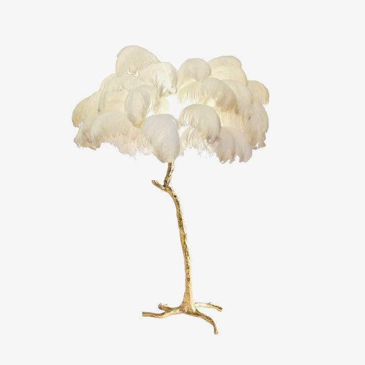 Ostrich Feather Brass Floor Lamp Polished brass / Natural / UK Plug Floor lamp