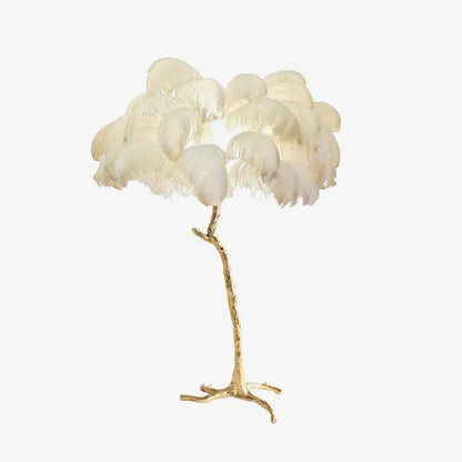 Ostrich Feather Brass Floor Lamp Polished brass / Natural / UK Plug Floor lamp