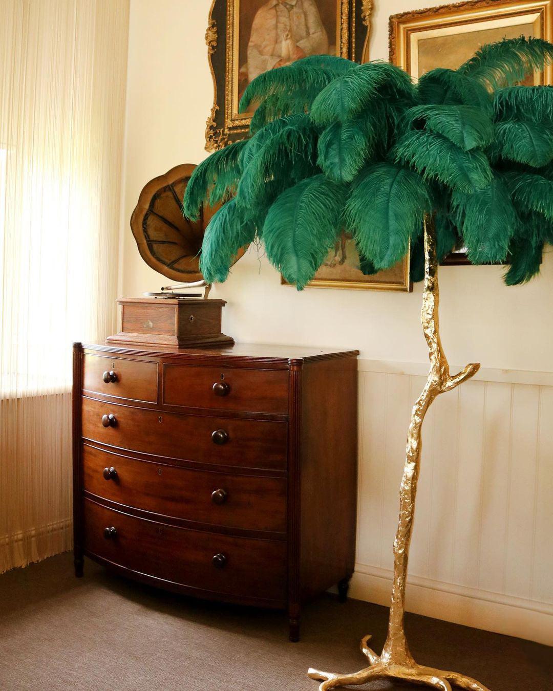 Ostrich Feather Brass Floor Lamp Floor lamp