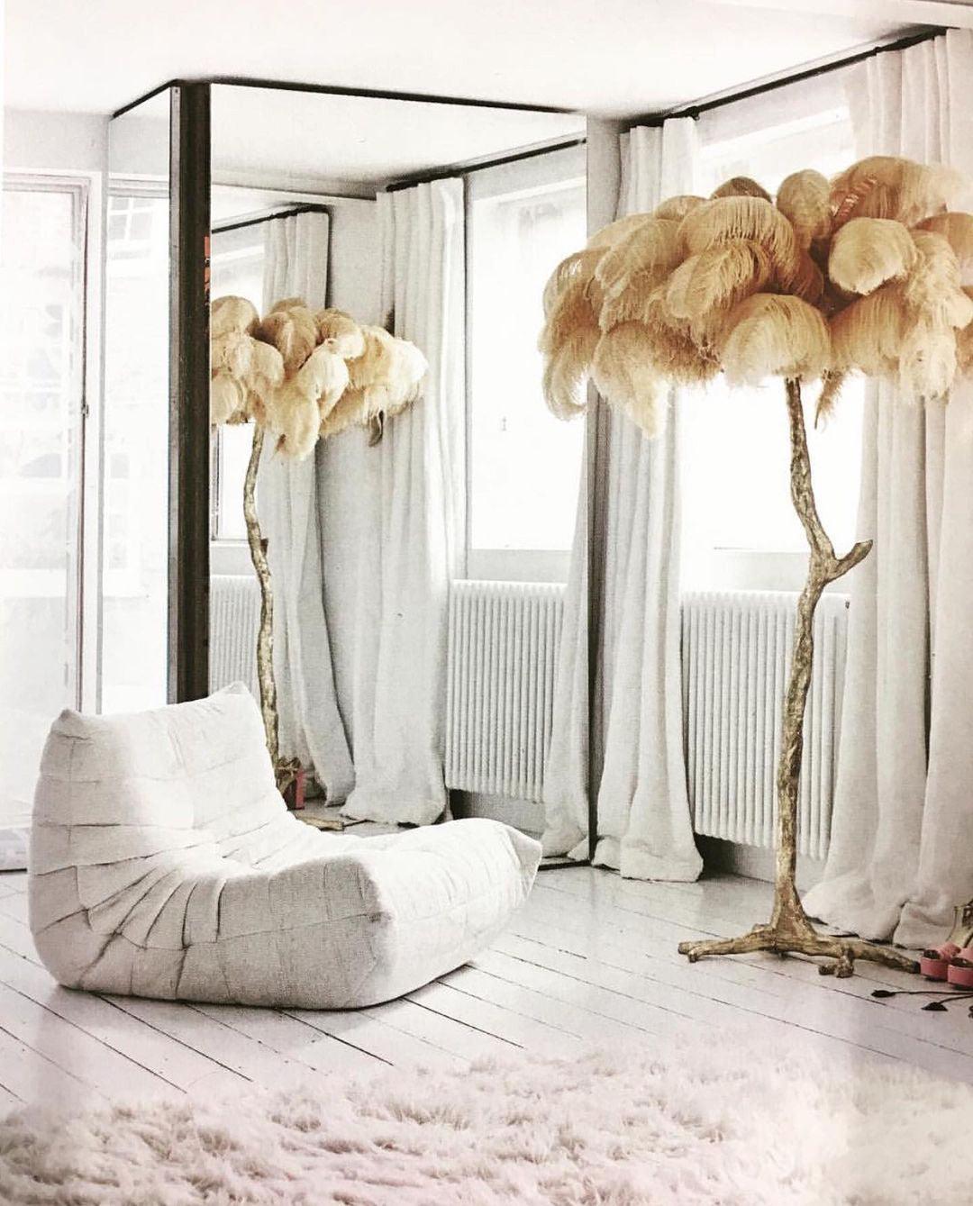Ostrich Feather Brass Floor Lamp Floor lamp