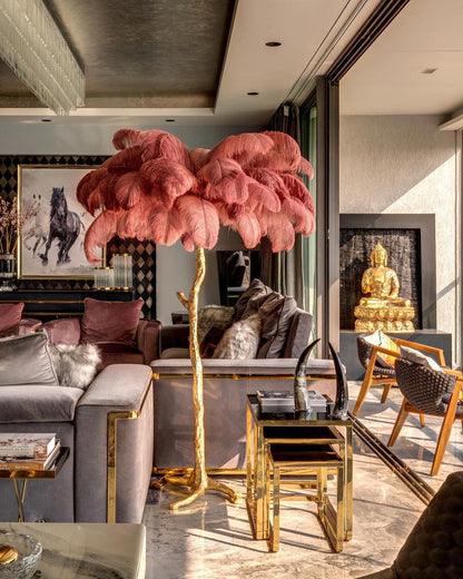 Ostrich Feather Brass Floor Lamp Floor lamp