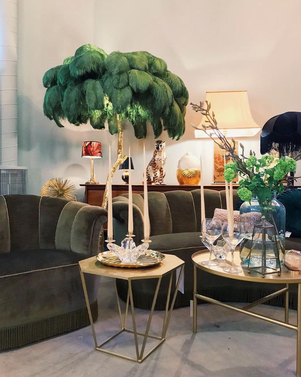 Ostrich Feather Brass Floor Lamp Floor lamp