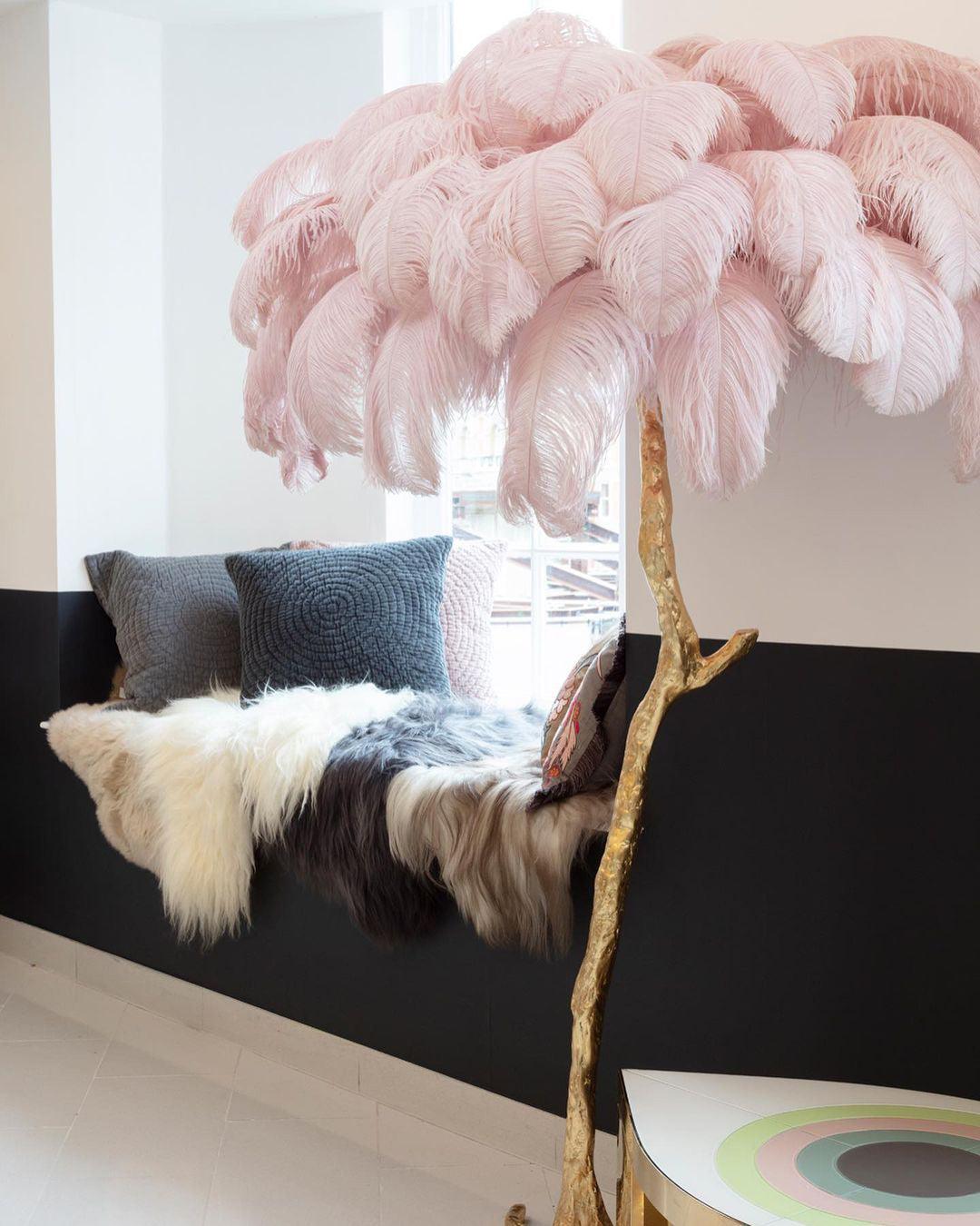 Ostrich Feather Brass Floor Lamp Floor lamp