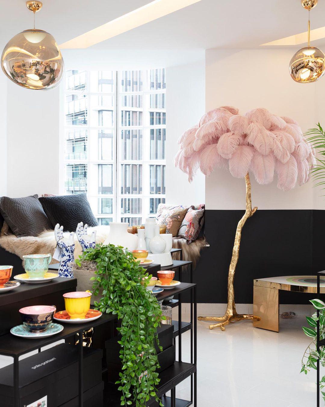 Ostrich Feather Brass Floor Lamp Floor lamp