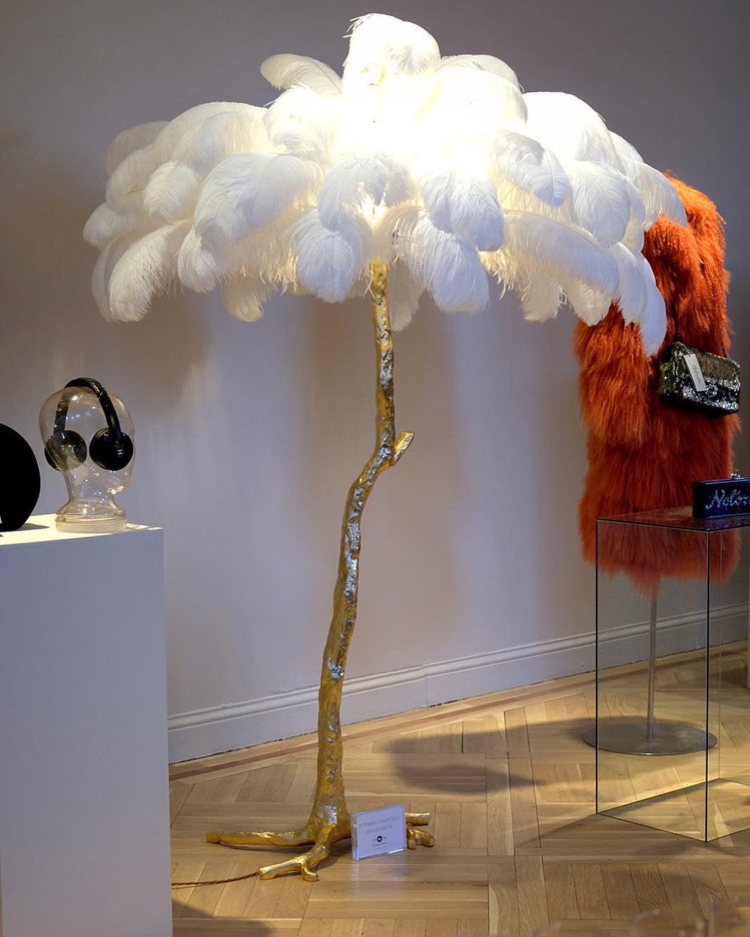 Ostrich Feather Brass Floor Lamp Floor lamp
