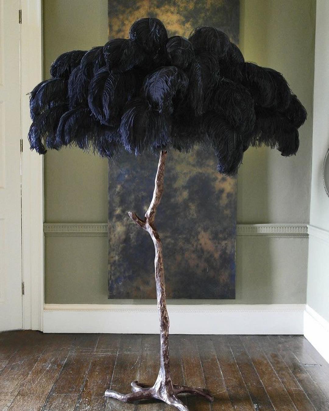 Ostrich Feather Brass Floor Lamp Floor lamp