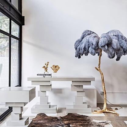 Ostrich Feather Brass Floor Lamp Floor lamp