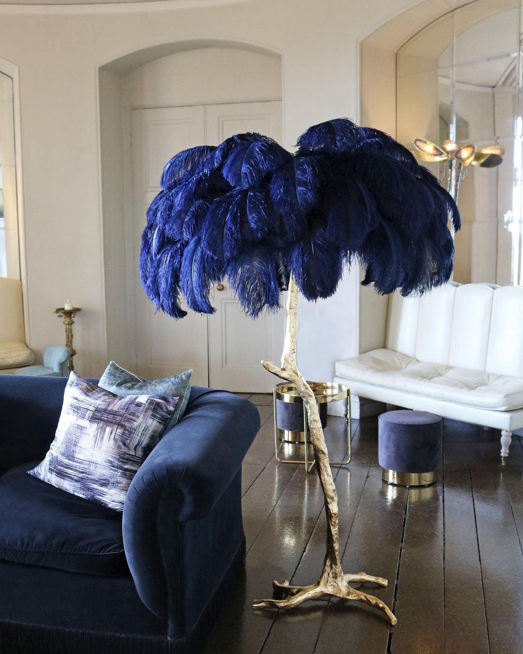 Ostrich Feather Brass Floor Lamp Floor lamp