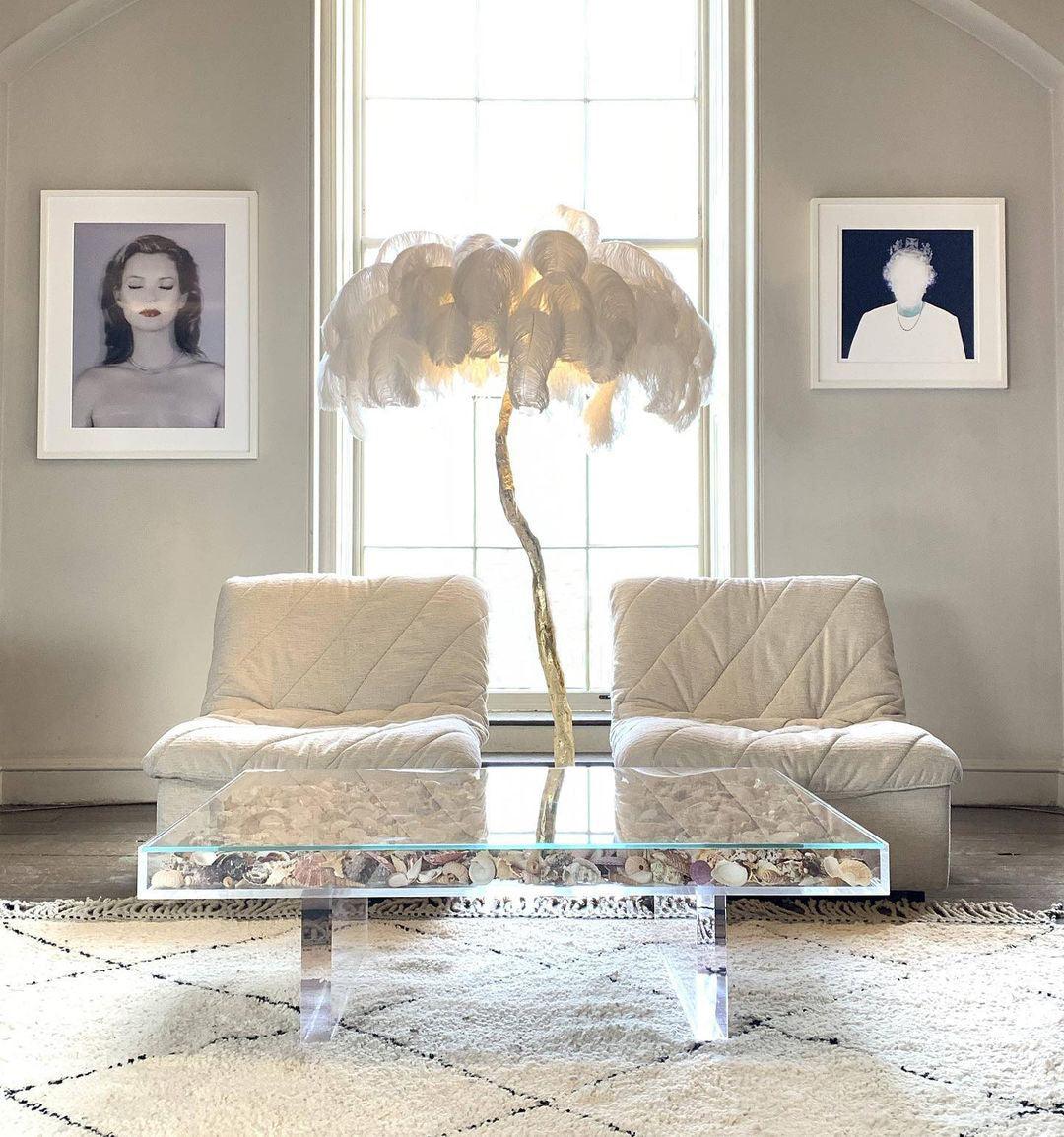 Ostrich Feather Brass Floor Lamp Floor lamp