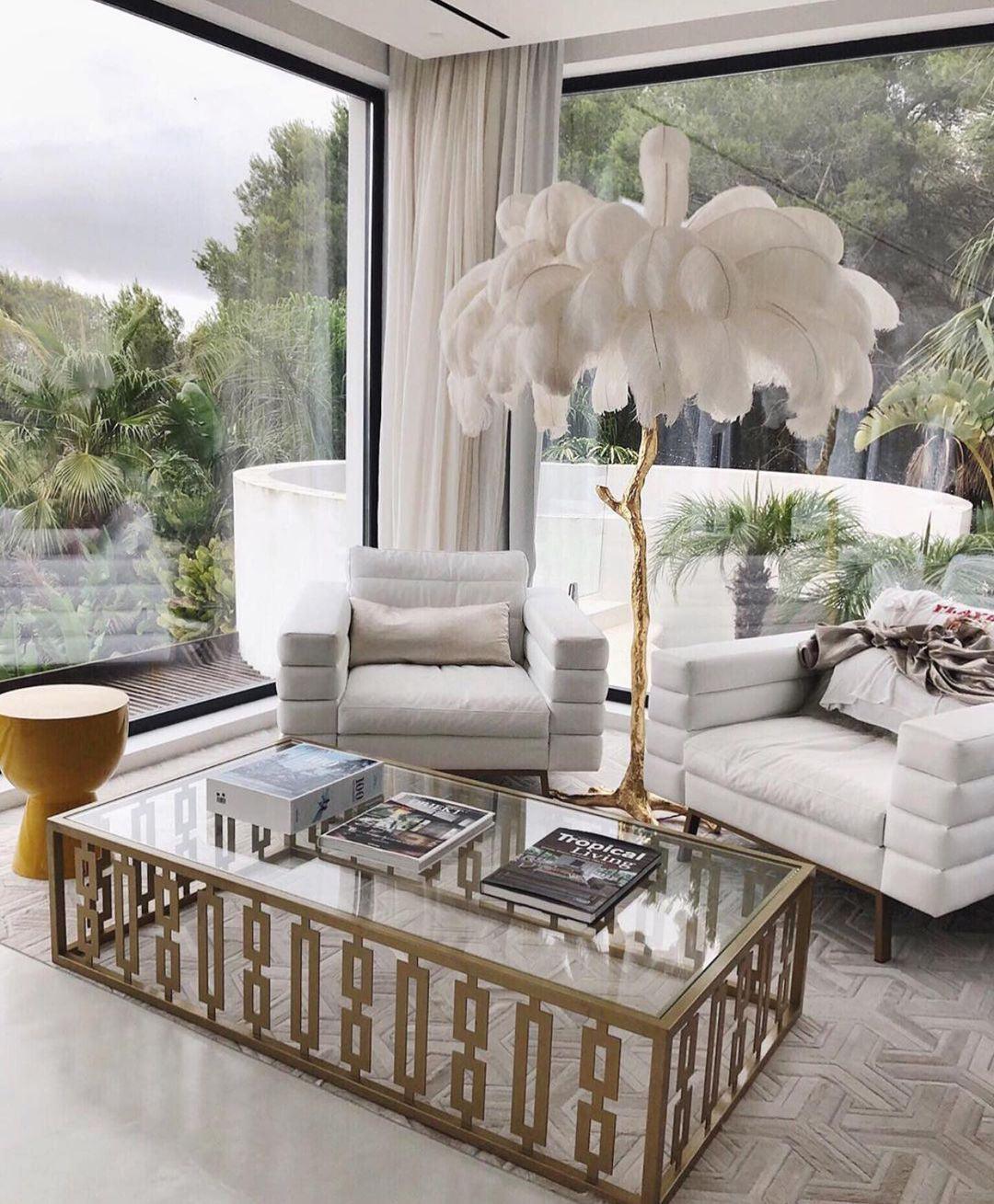 Ostrich Feather Brass Floor Lamp Floor lamp