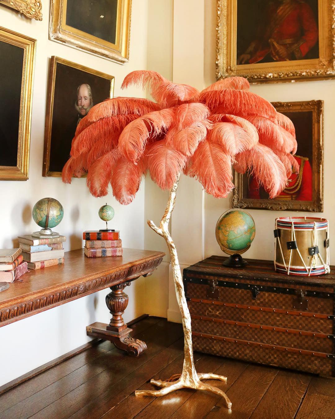 Ostrich Feather Brass Floor Lamp Floor lamp