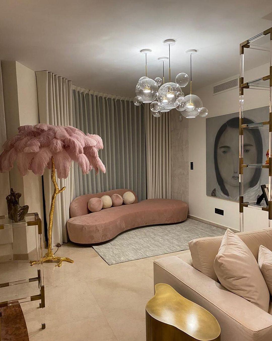 Ostrich Feather Brass Floor Lamp Floor lamp