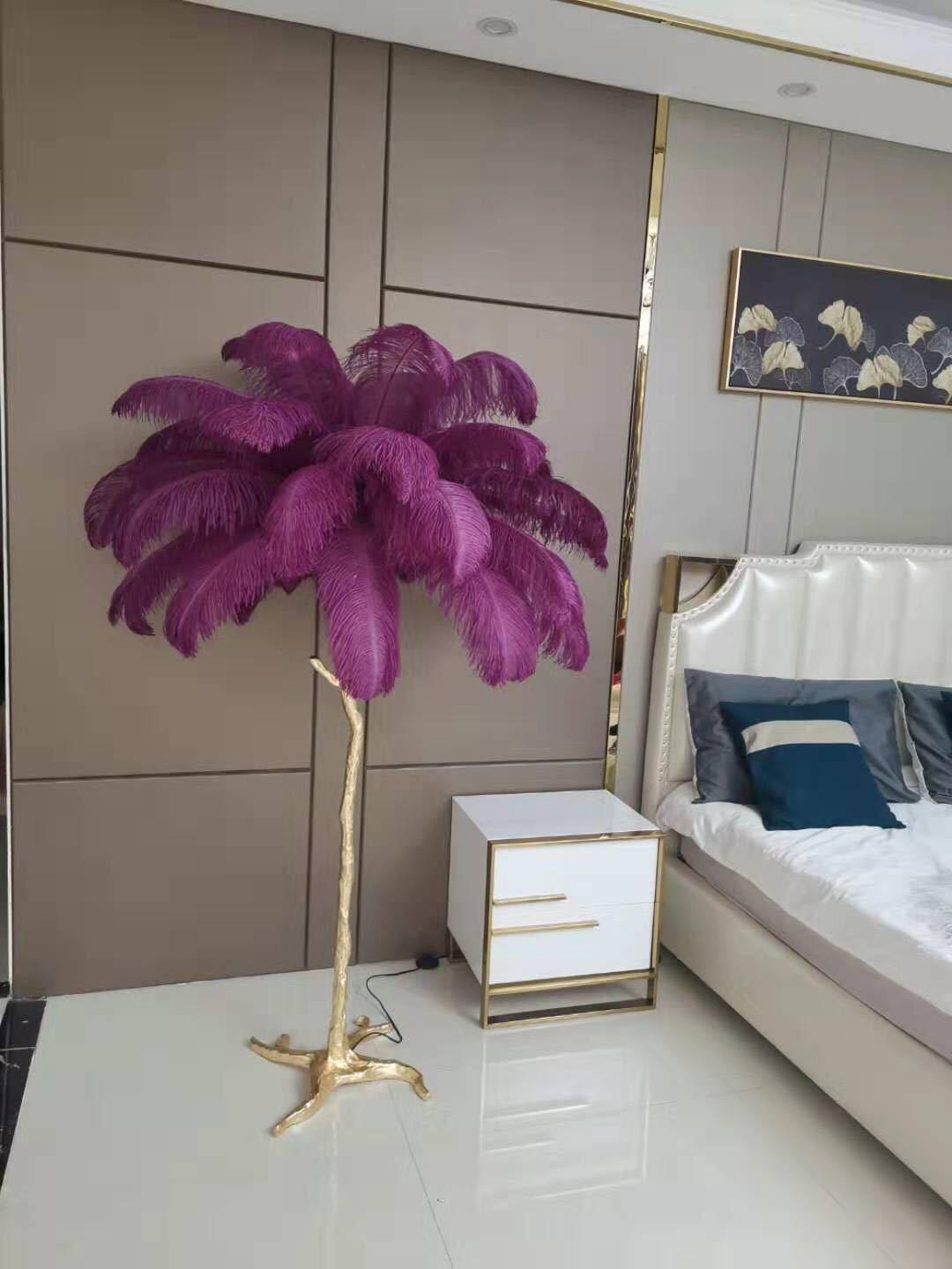 Ostrich Feather Brass Floor Lamp Floor lamp