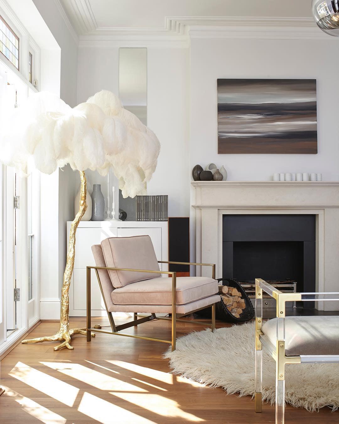 Ostrich Feather Brass Floor Lamp Floor lamp