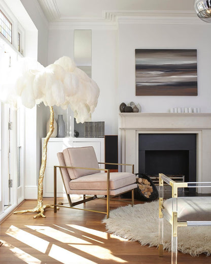 Ostrich Feather Brass Floor Lamp Floor lamp