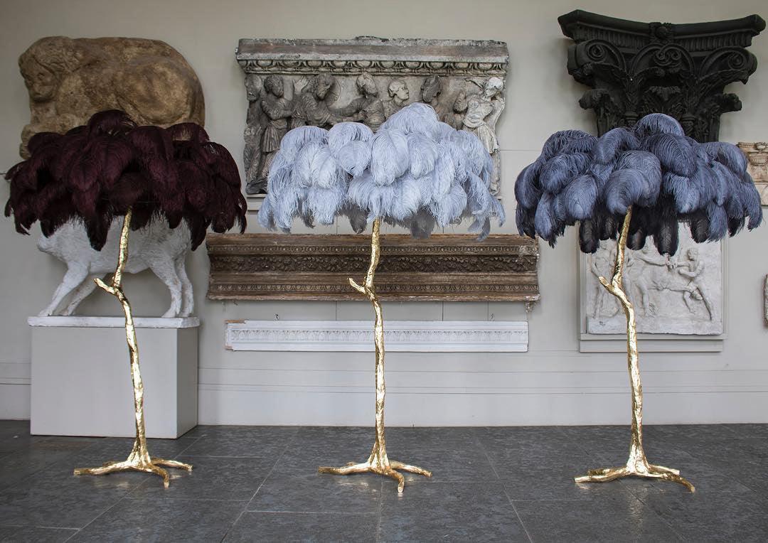 Ostrich Feather Brass Floor Lamp Floor lamp