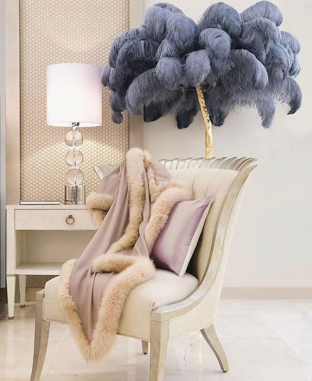 Ostrich Feather Brass Floor Lamp Floor lamp