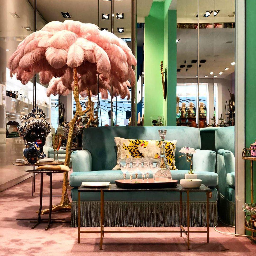 Ostrich Feather Brass Floor Lamp Floor lamp