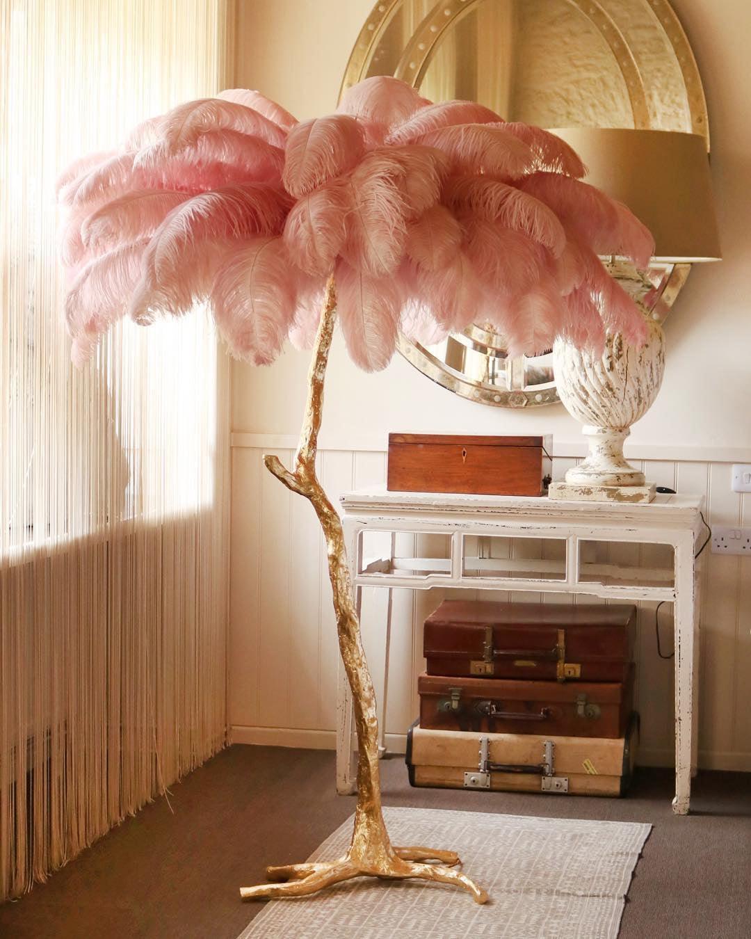 Ostrich Feather Brass Floor Lamp Floor lamp