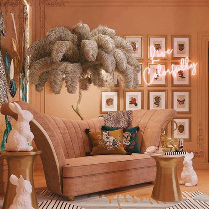 Ostrich Feather Brass Floor Lamp Floor lamp
