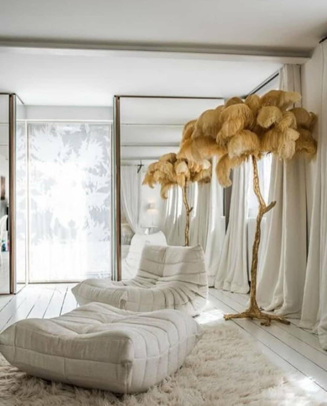 Ostrich Feather Brass Floor Lamp Floor lamp