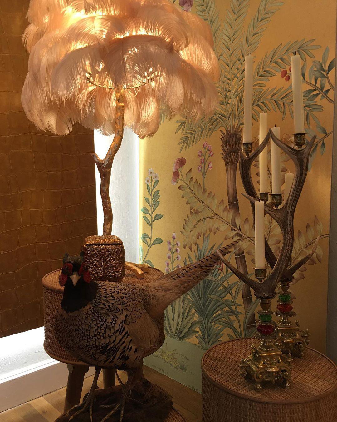 Ostrich Feather Brass Floor Lamp Floor lamp