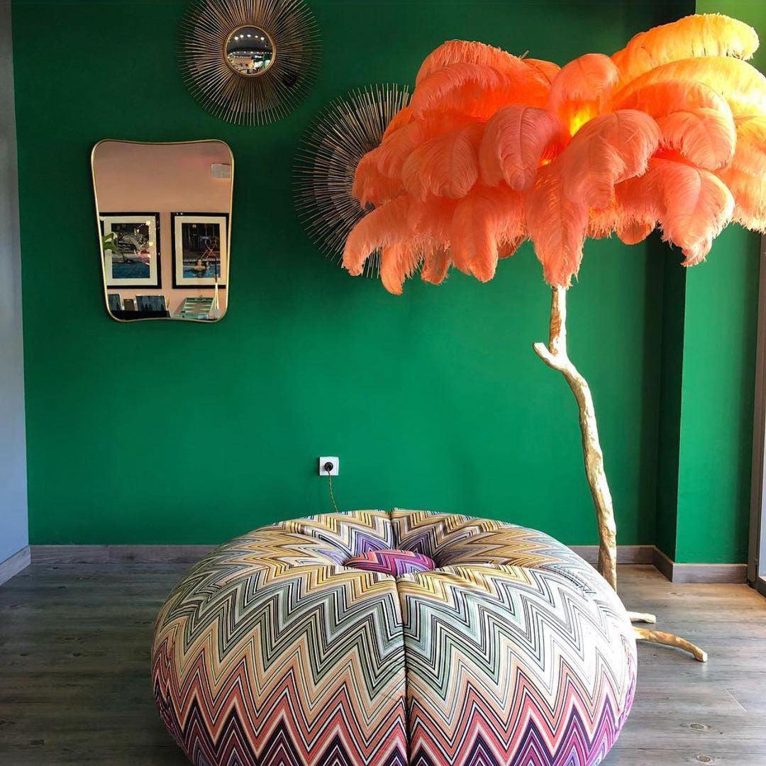 Ostrich Feather Brass Floor Lamp Floor lamp