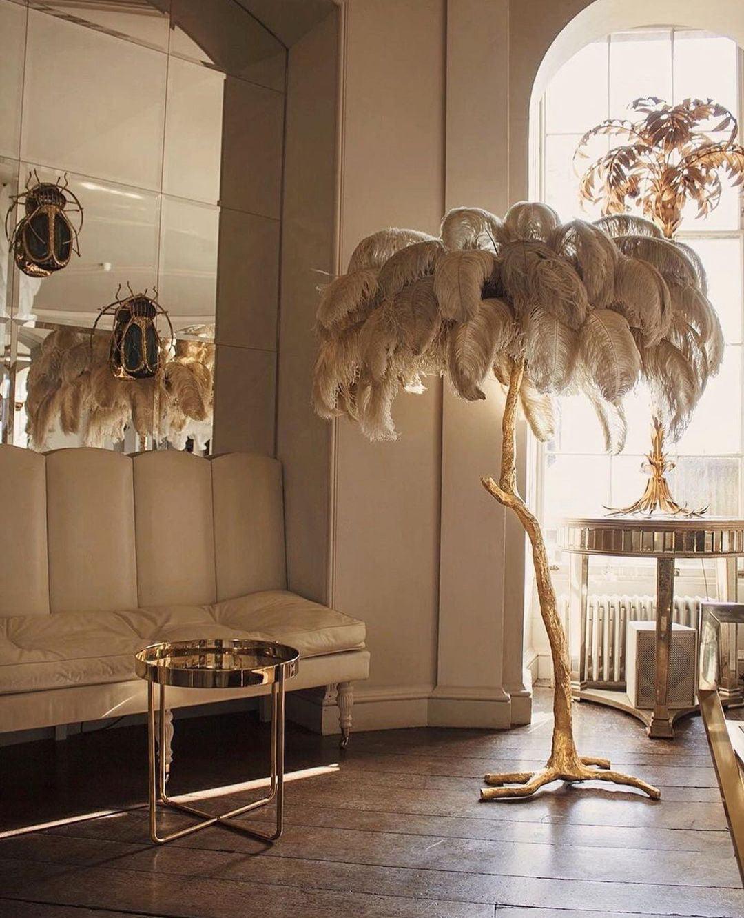 Ostrich Feather Brass Floor Lamp Floor lamp