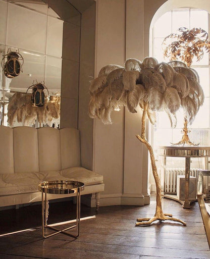Ostrich Feather Brass Floor Lamp Floor lamp