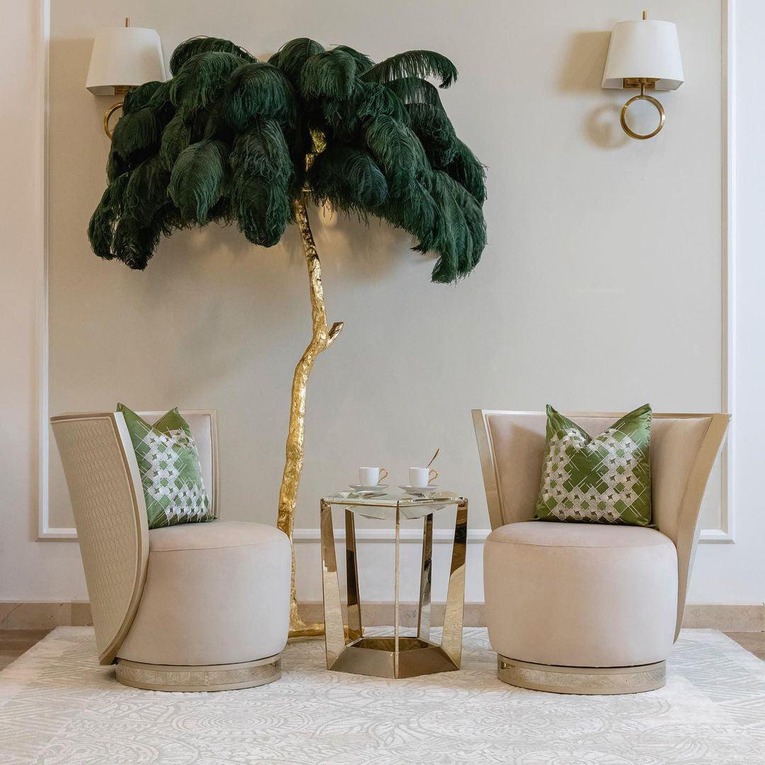 Ostrich Feather Brass Floor Lamp Floor lamp