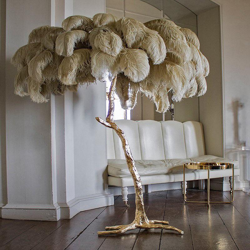 Ostrich Feather Brass Floor Lamp Floor lamp