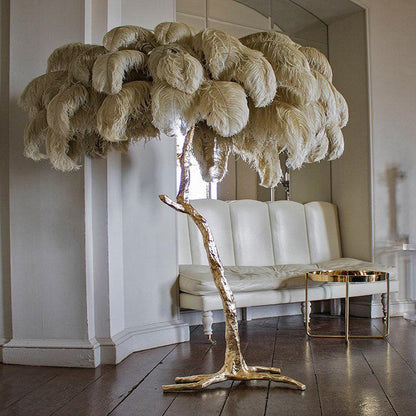 Ostrich Feather Brass Floor Lamp Floor lamp