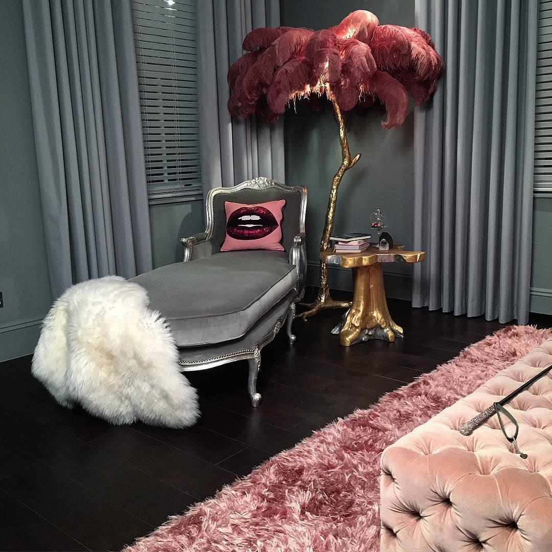 Ostrich Feather Brass Floor Lamp Floor lamp