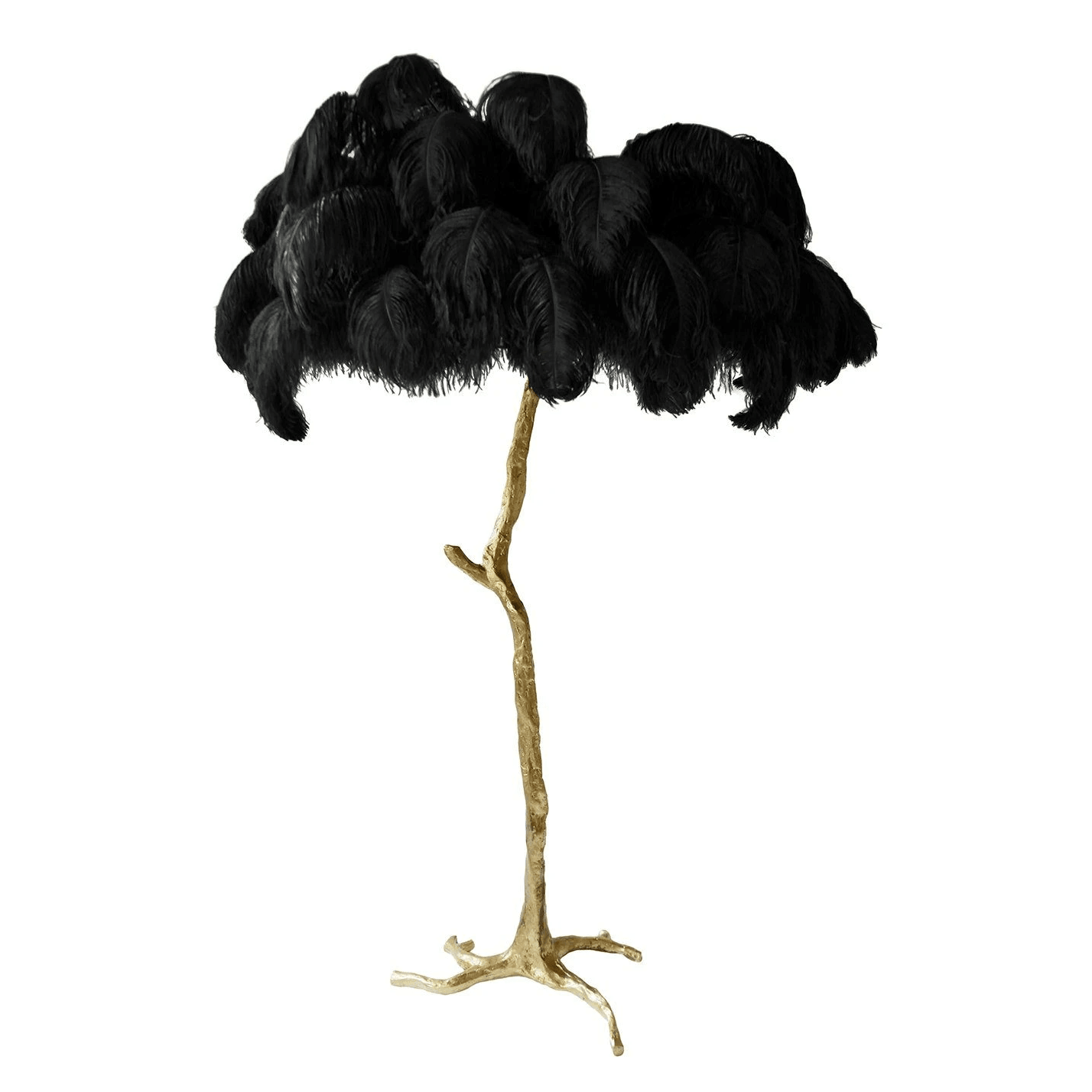 Ostrich Feather Brass Floor Lamp Polished brass / Black / US Plug Floor lamp