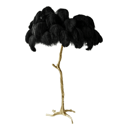 Ostrich Feather Brass Floor Lamp Polished brass / Black / US Plug Floor lamp