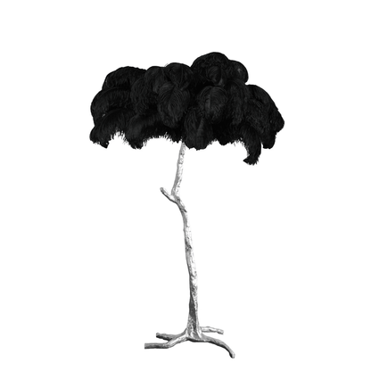 Ostrich Feather Brass Floor Lamp Silver / Black / US Plug Floor lamp