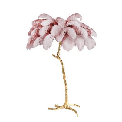 Ostrich Feather Brass Floor Lamp Polished brass / Candy floss / US Plug Floor lamp