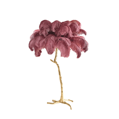 Ostrich Feather Brass Floor Lamp Polished brass / Oyster pink / US Plug Floor lamp