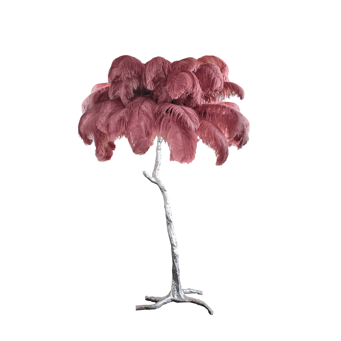 Ostrich Feather Brass Floor Lamp Silver / Oyster pink / US Plug Floor lamp