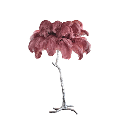 Ostrich Feather Brass Floor Lamp Silver / Oyster pink / US Plug Floor lamp