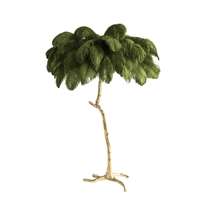 Ostrich Feather Brass Floor Lamp Polished brass / Ivy green / US Plug Floor lamp