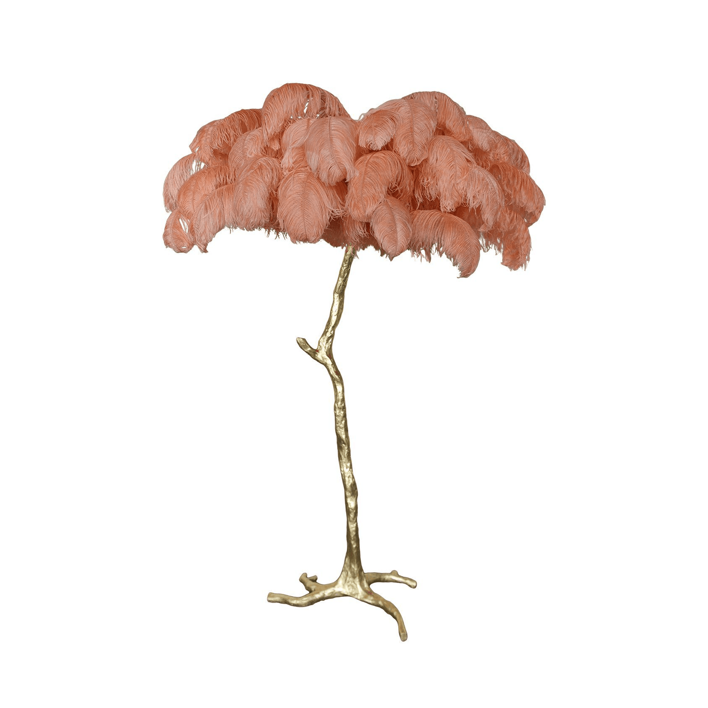 Ostrich Feather Brass Floor Lamp Polished brass / Mandarin orange / US Plug Floor lamp