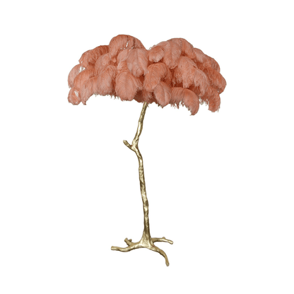 Ostrich Feather Brass Floor Lamp Polished brass / Mandarin orange / US Plug Floor lamp