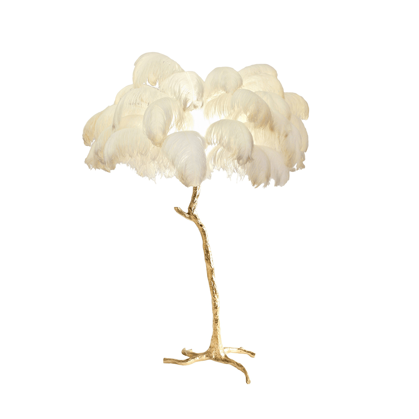 Ostrich Feather Brass Floor Lamp Polished brass / Natural / US Plug Floor lamp